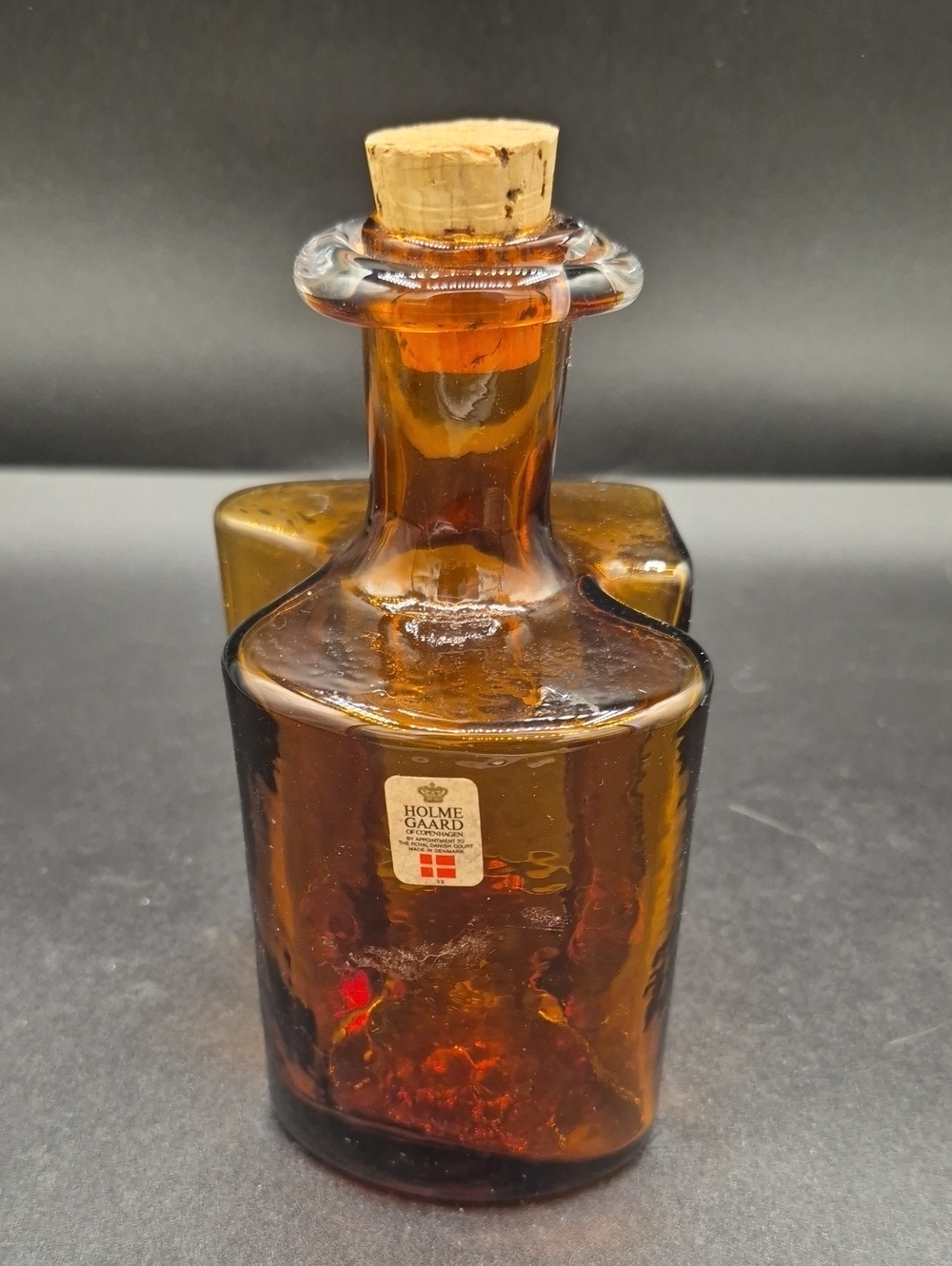 Holmegaard Amber Glass Decanter with Cork Stopper